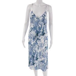 Only Hearts Womens V-neck Spaghetti Strap Floral Print Maxi Dress Blue Size S